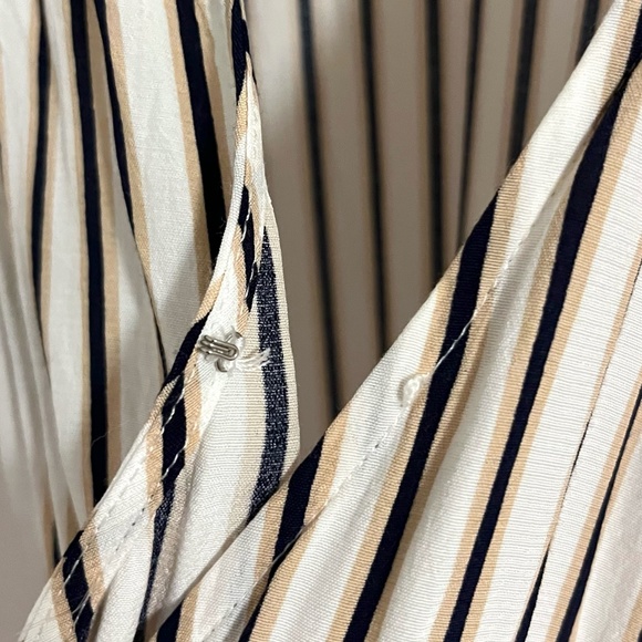 Gap Striped Midi Wrap Dress in White/Beige - Picture 5 of 7